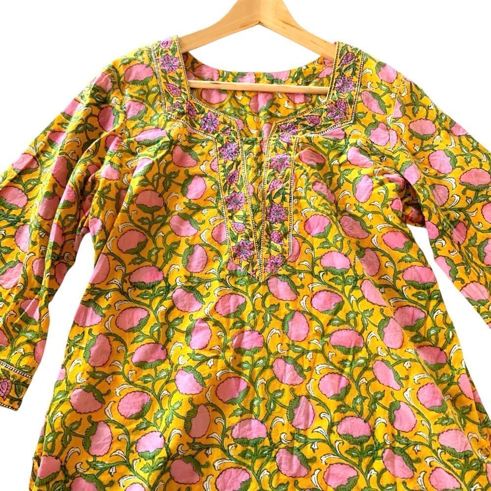 Floral Hand Block Print Dress - Picture 3 of 5